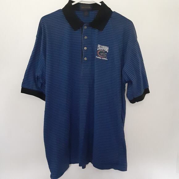 VTG Florida Gators 1996 National Champions Men's L Polo Shirt Blue Stripe 90s - Picture 1 of 8